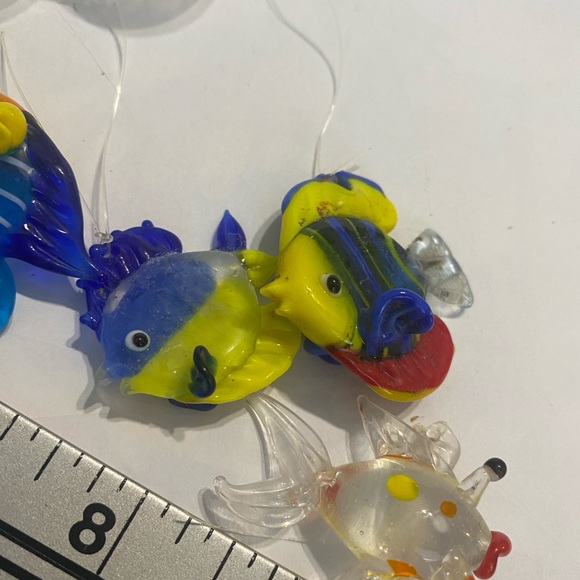 Colourful  hand-blown glass floating fish ornament Glass 5 bubbles with 10 fish - Picture 6 of 6
